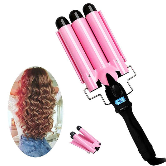 LED Ceramic Triple Barrel Hair Curling Iron